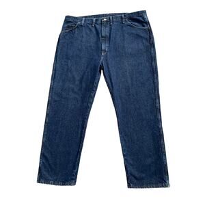 Wrangler Mens 46 Dark Wash Blue Denim Jeans Western Cowboy Straight 30.5" Inseam